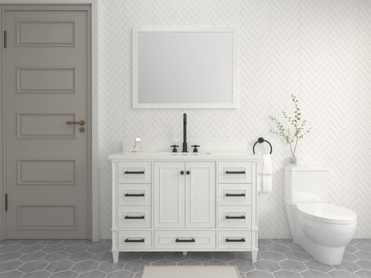 Windsor 47.5 in All Wood Vanity in Bright White - Cabinet Only ER VANITIES
