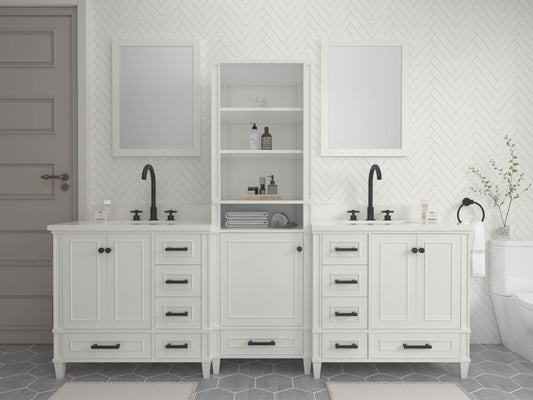 Windsor 96 inch All Wood Vanity in White - Cabinet Only ER VANITIES