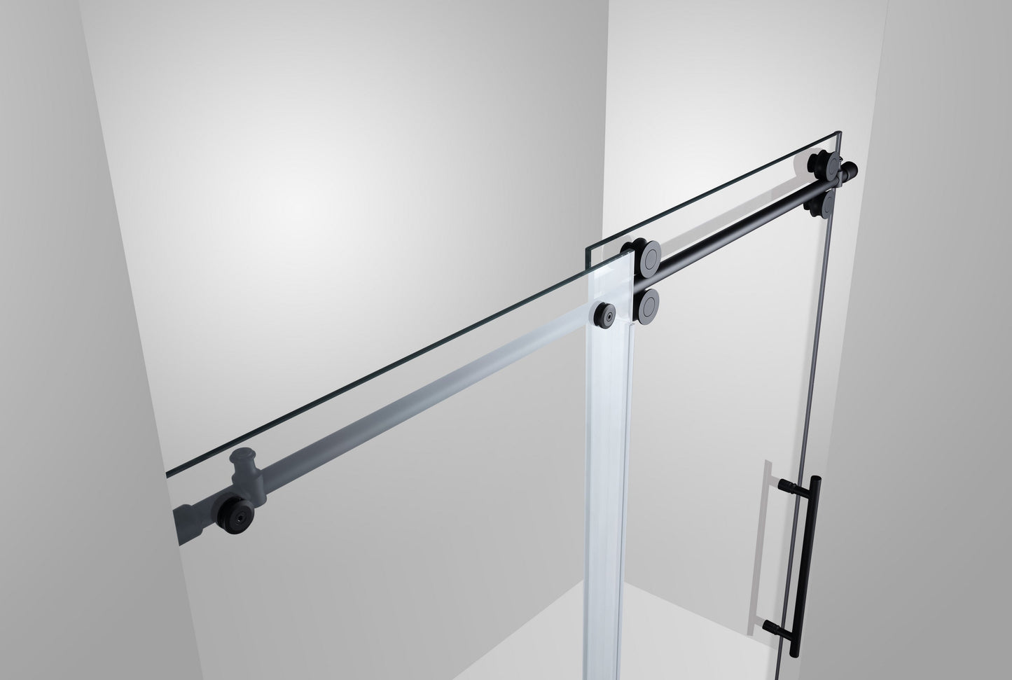 Sofi 60 in. x 79 in. Frameless Rolling Shower Door in Black