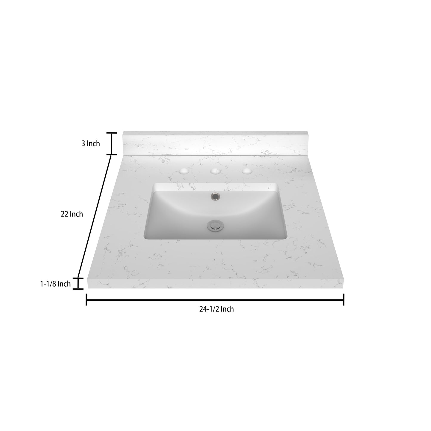 Bathroom Vanity Top 3 CM Carrara White Quartz 24.5 In W x 22 In D Bathroom Vanities Outlet