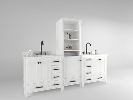 Windsor 96 inch All Wood Vanity in White - Cabinet Only ER VANITIES