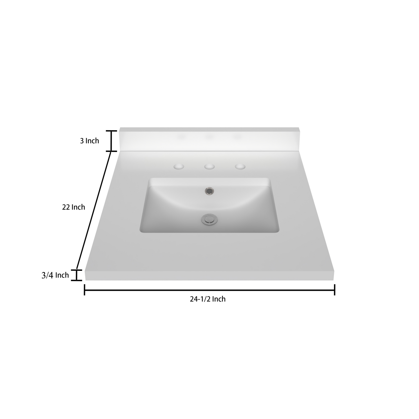 Bathroom Vanity Top 2 CM Pure White 24.5 In W x 22 In D Bathroom Vanities Outlet