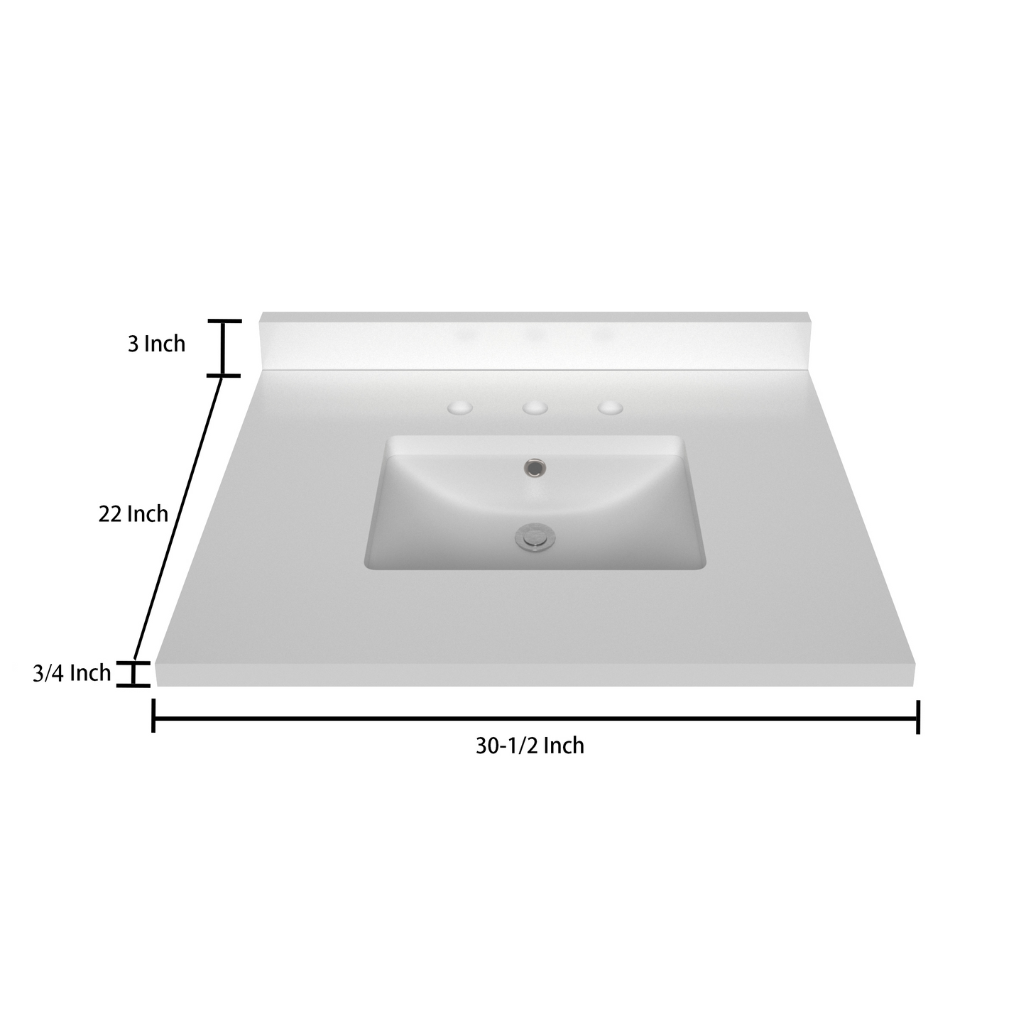 Bathroom Vanity Top 2 CM Pure White 30.5 In W x 22 In D Bathroom Vanities Outlet