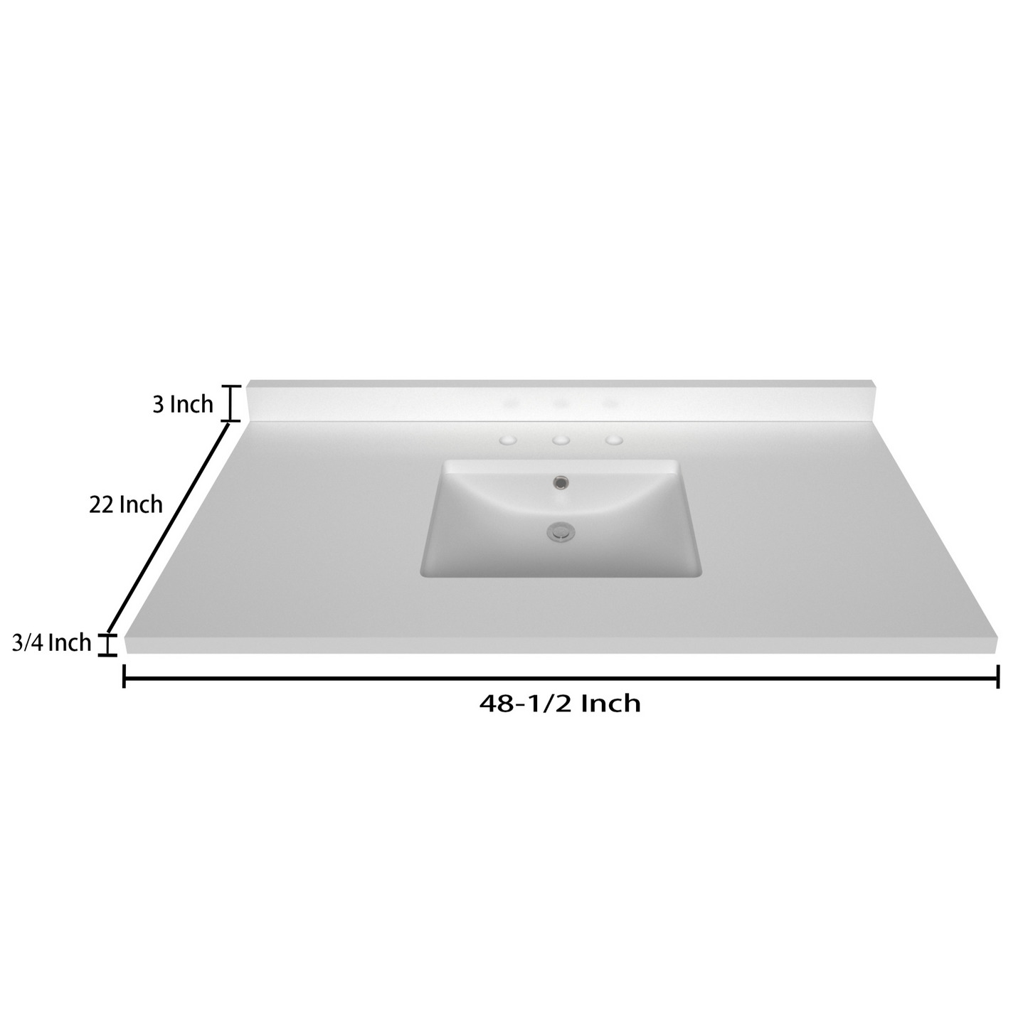 Stock Top 2 CM Pure White 48.5 In W x 22 In D Bathroom Vanities Outlet