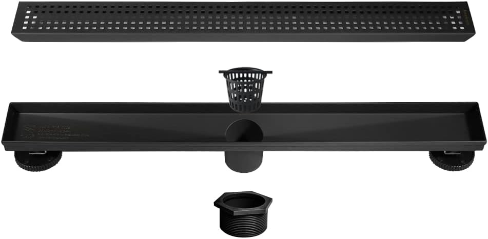 Linear Shower Drain 24-Inch In Matte Black