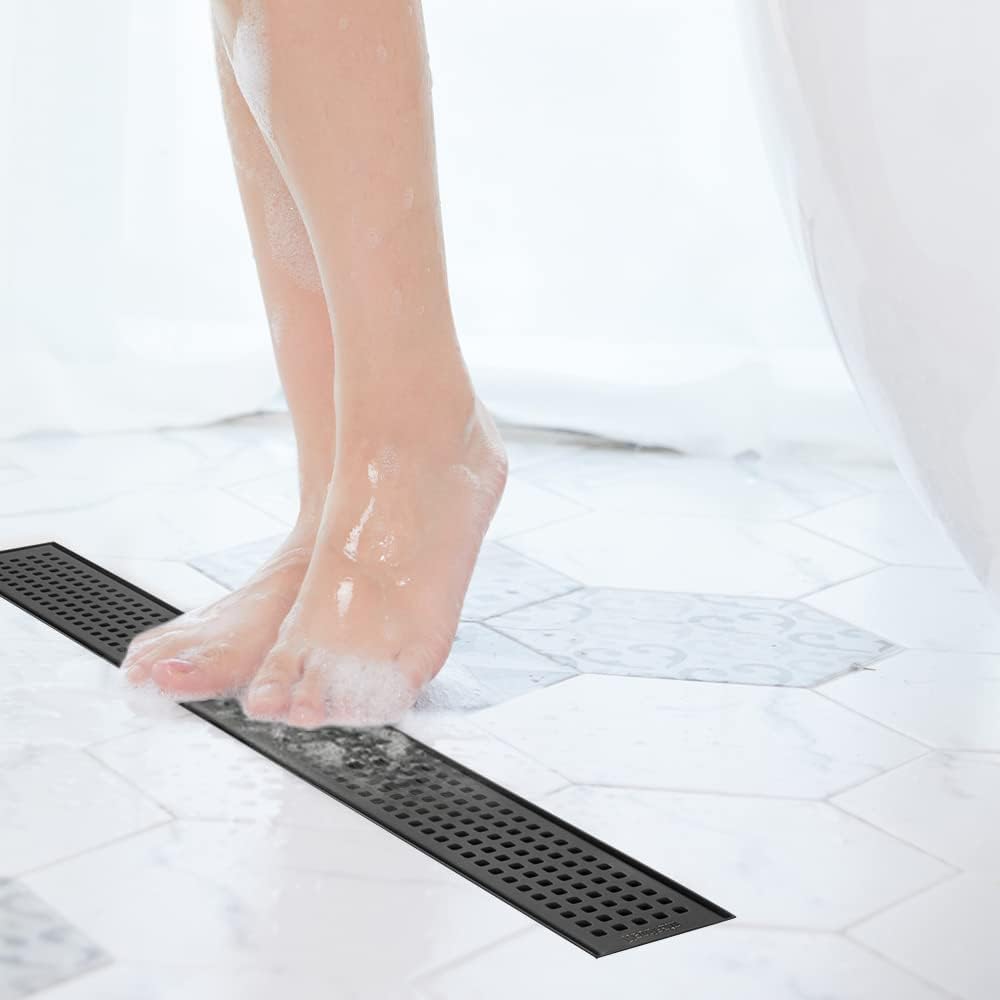 Linear Shower Drain 24-Inch In Matte Black