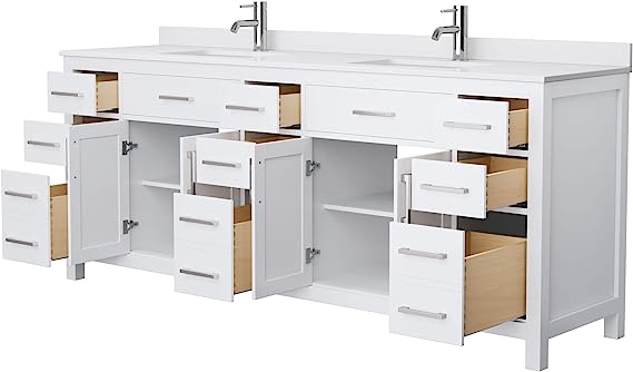 84" Double Beckett Vanity in White - Base Only Wyndham Collection
