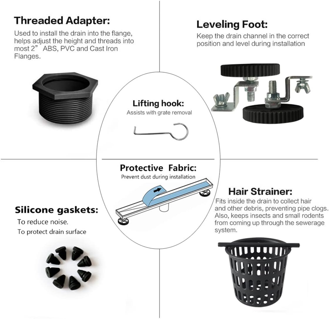 Linear Shower Drain 24-Inch In Matte Black