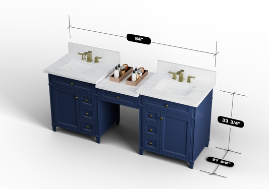 Kensington 84 in All Wood Vanity in Navy Blue - Cabinet Only