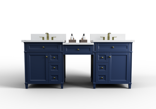 Kensington 84 in All Wood Vanity in Navy Blue - Cabinet Only