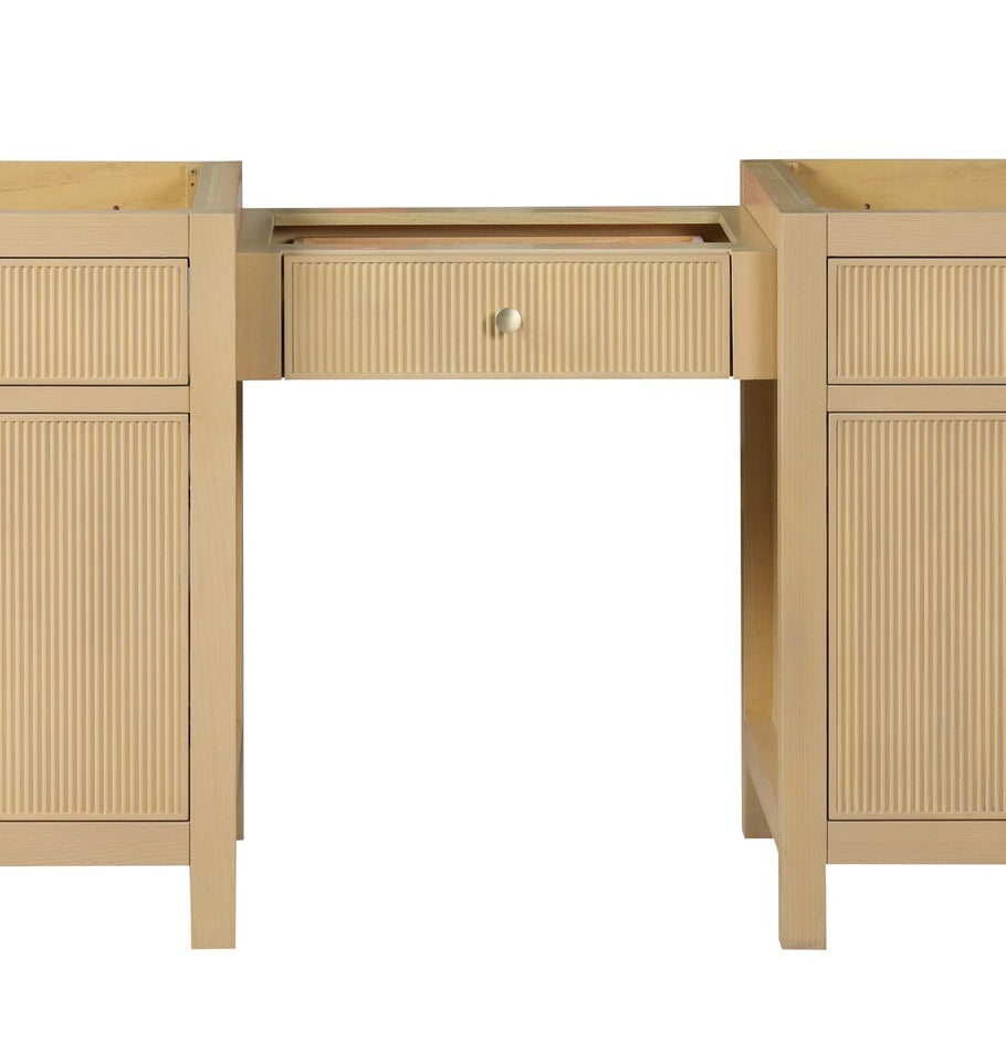 Bristol Make Up Drawer Bridge All Wood Vanity in Natural White Ash - Cabinet Only