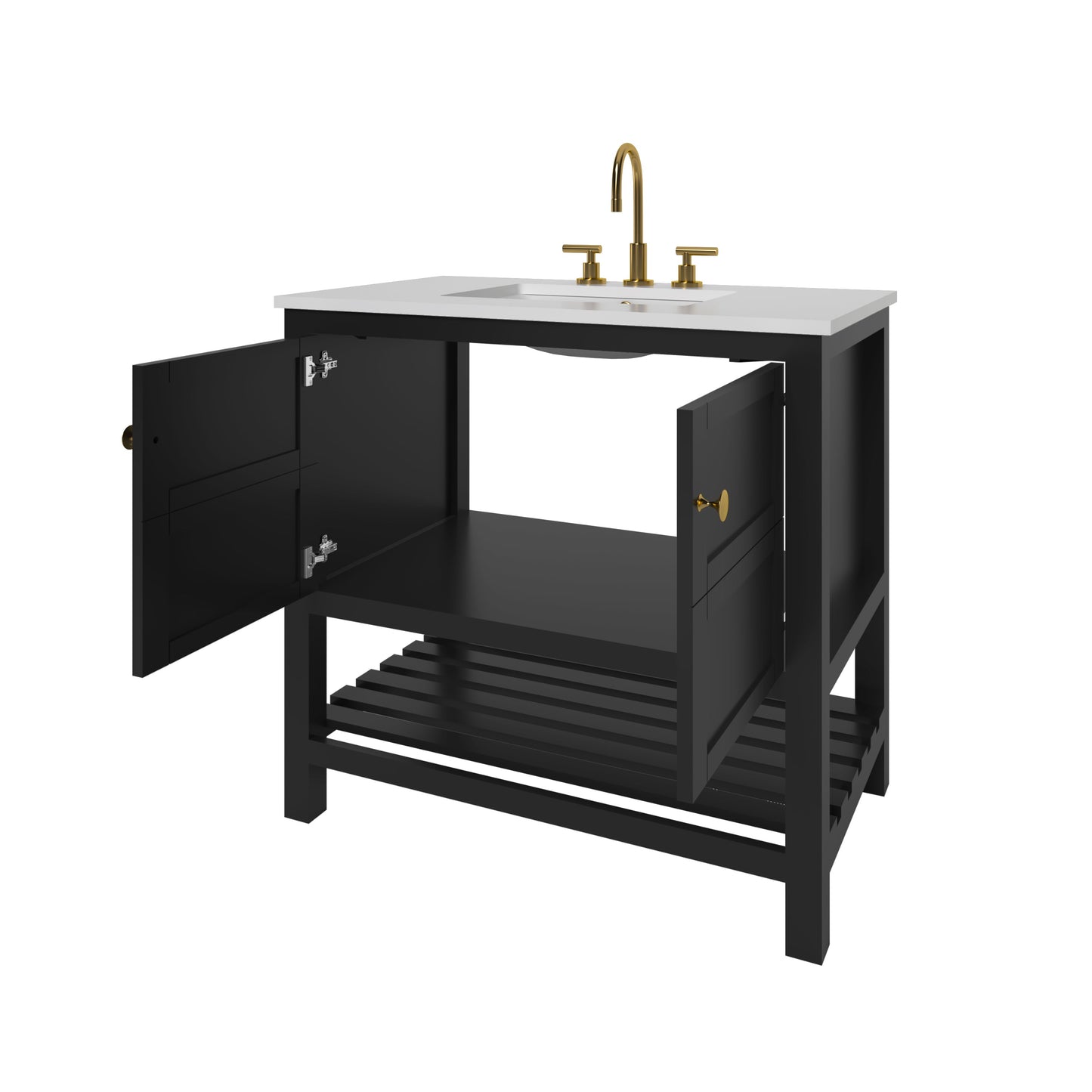 Nearmé Dallas 35.5 Inch Bathroom Vanity in Black- Cabinet Only Nearmé