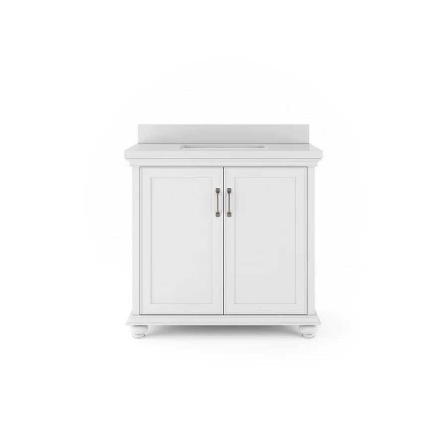 36" Ellamar Vanity in White with Pure White Quartz Top Thomasville