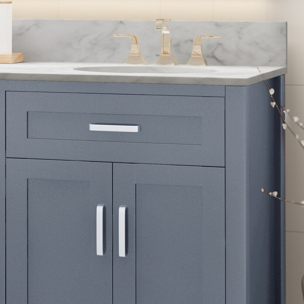 Greeley 72" Double Vanity in Gray with Quartz Top Noble House