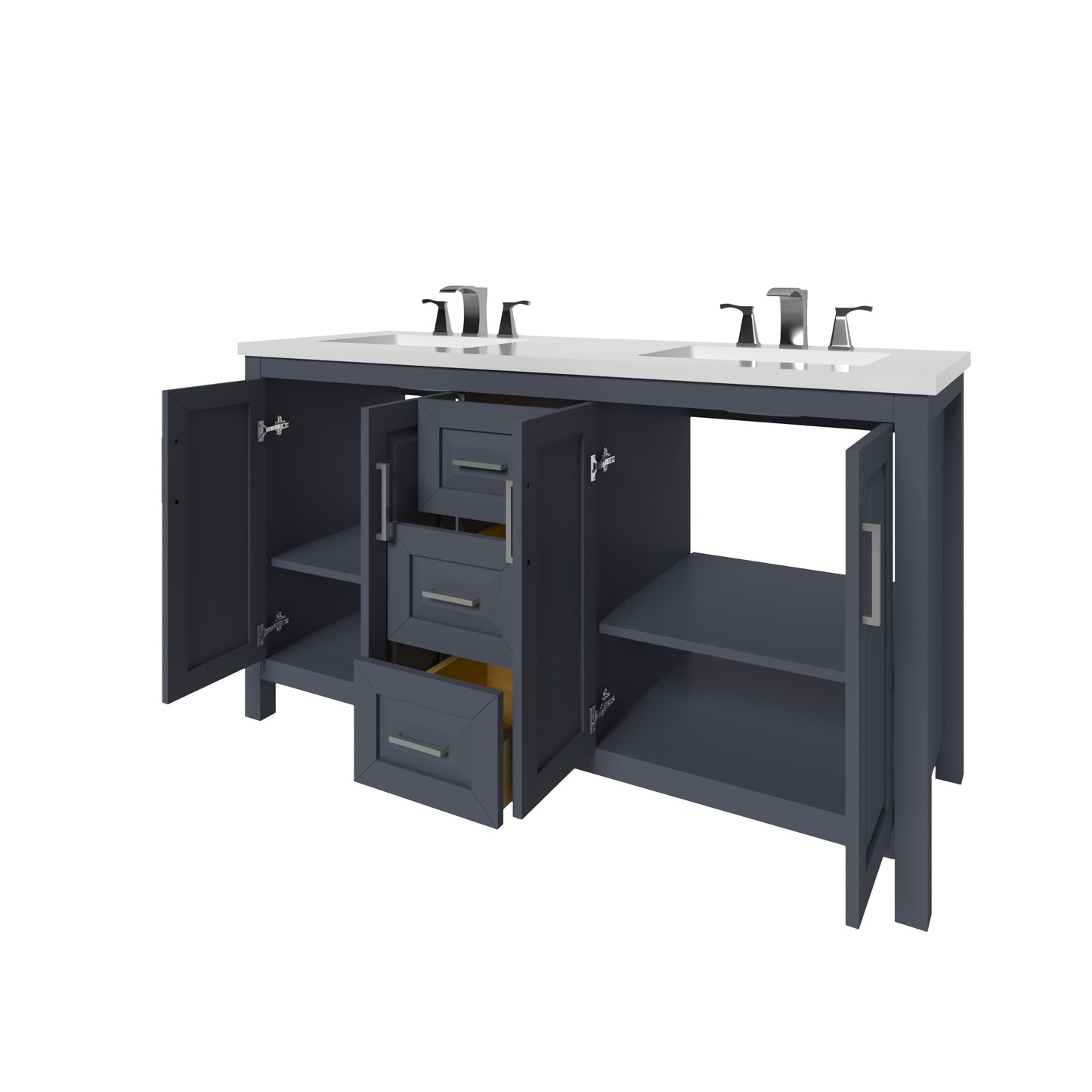 Kennesaw 59.5 inch Double Bathroom Vanity in Charcoal- Cabinet Only Atlanta Vanity & Bathworks