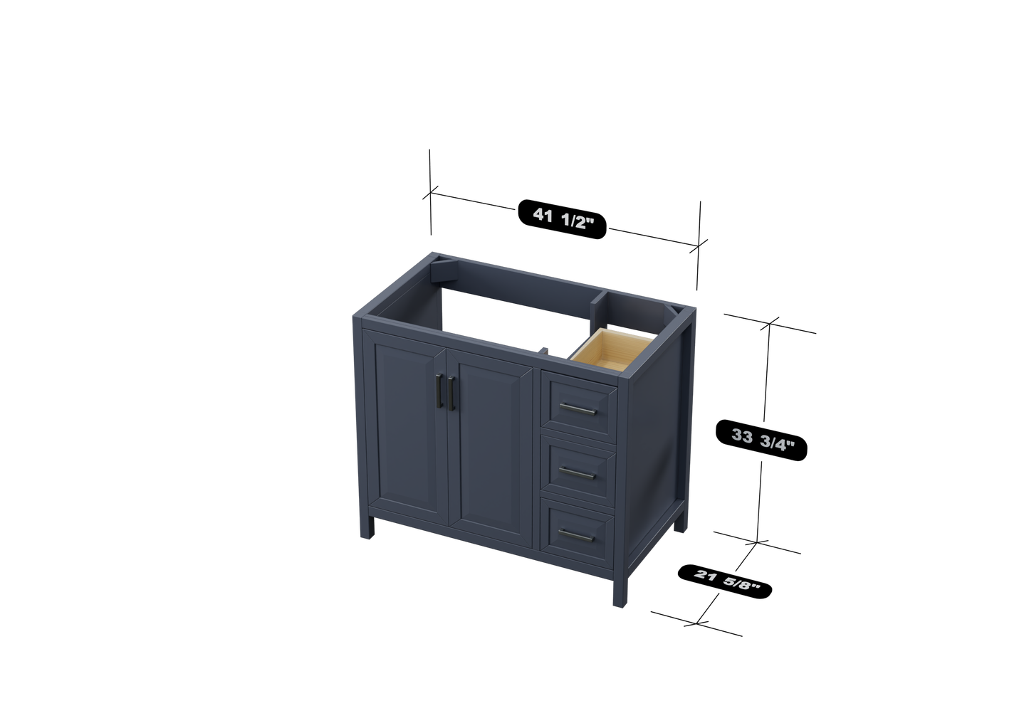 Kennesaw 41.5 inch Bathroom Vanity in Charcoal- Cabinet Only