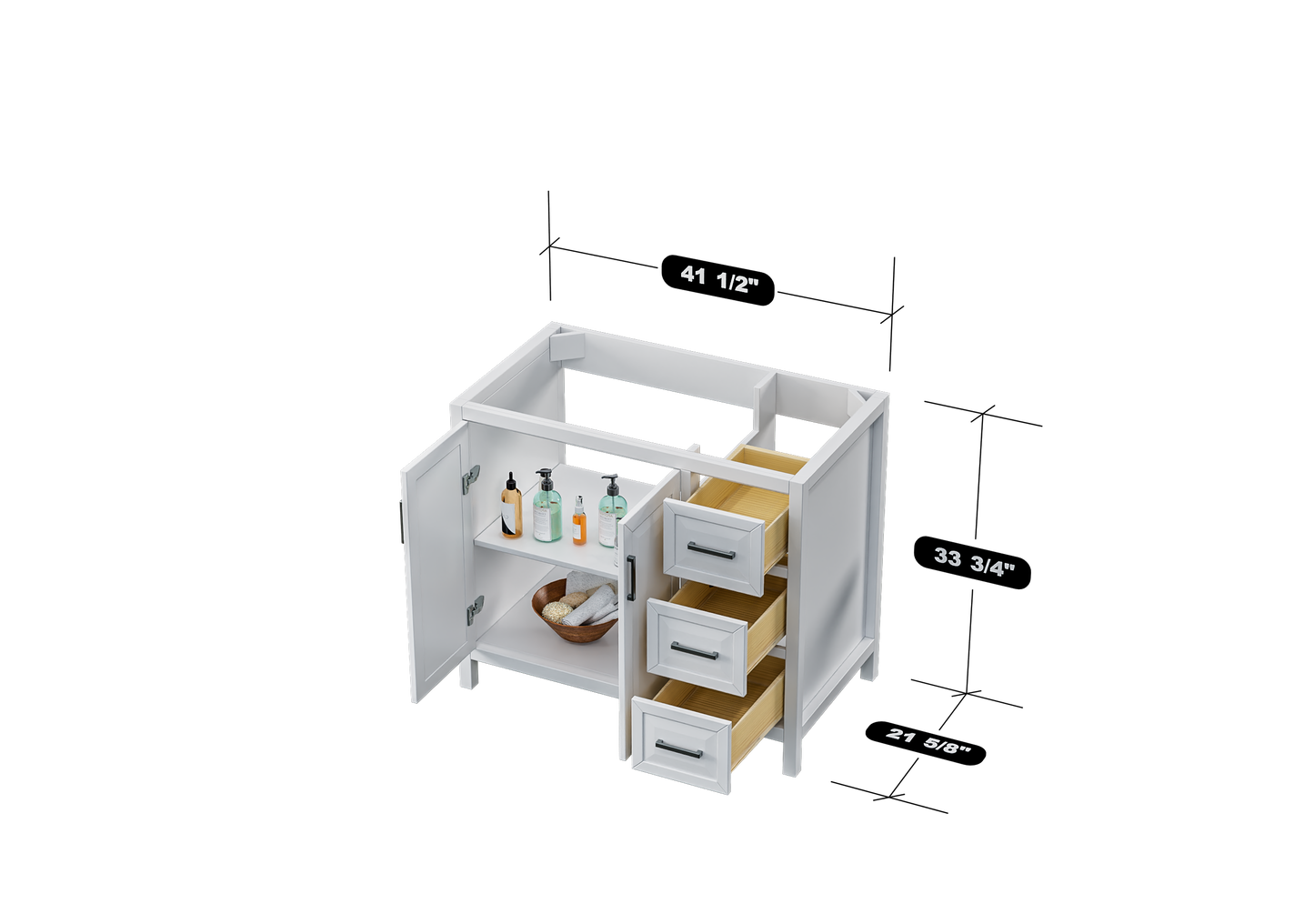 Kennesaw 41.5 inch Bathroom Vanity in White - Cabinet Only