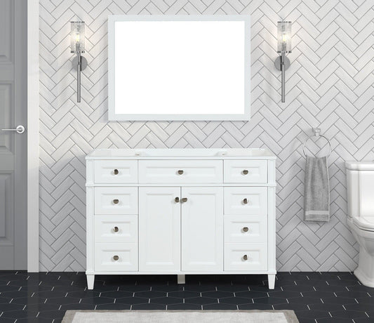 Kensington 47.5 in All Wood Vanity in Bright White - Cabinet Only ER VANITIES