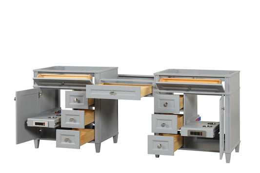 Kensington 84 inch All Wood Vanity in Gray- Cabinet Only ER VANITIES