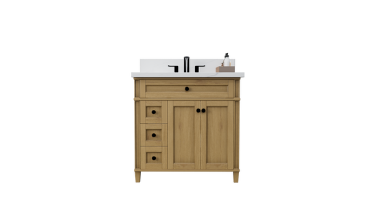 Kensington 35.5 Left Drawers in All Wood Vanity in Desert Oak - Cabinet Only