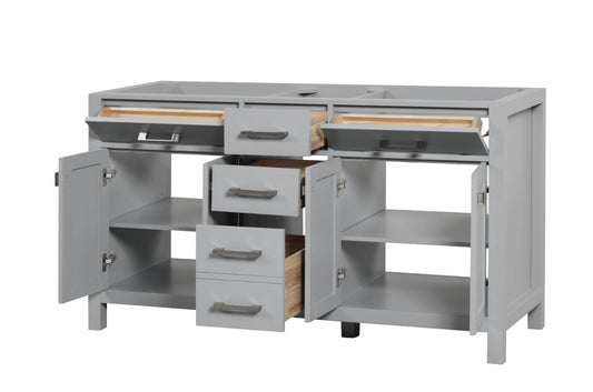 London 59.5 Inch- Double Bathroom Vanity in Metal Gray ER VANITIES