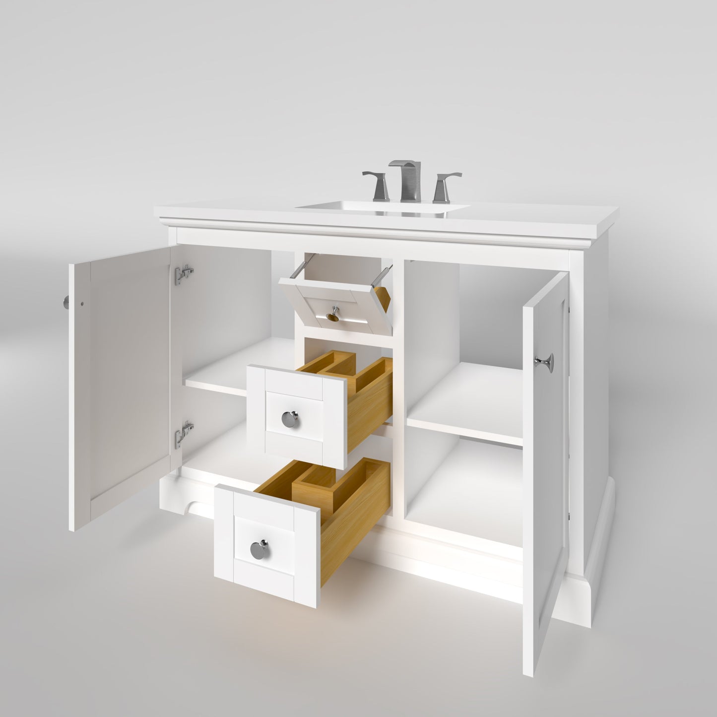 Marietta 47.5 inch Single or Double Bathroom Vanity in White- Cabinet Only Atlanta Vanity & Bathworks