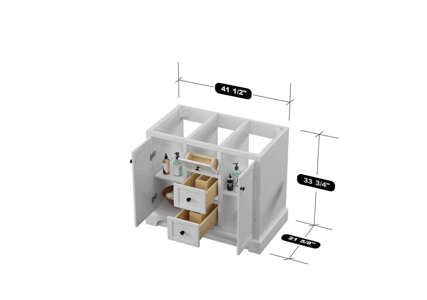 Marietta 41.5 inch Single Bathroom Vanity in White - Cabinet Only