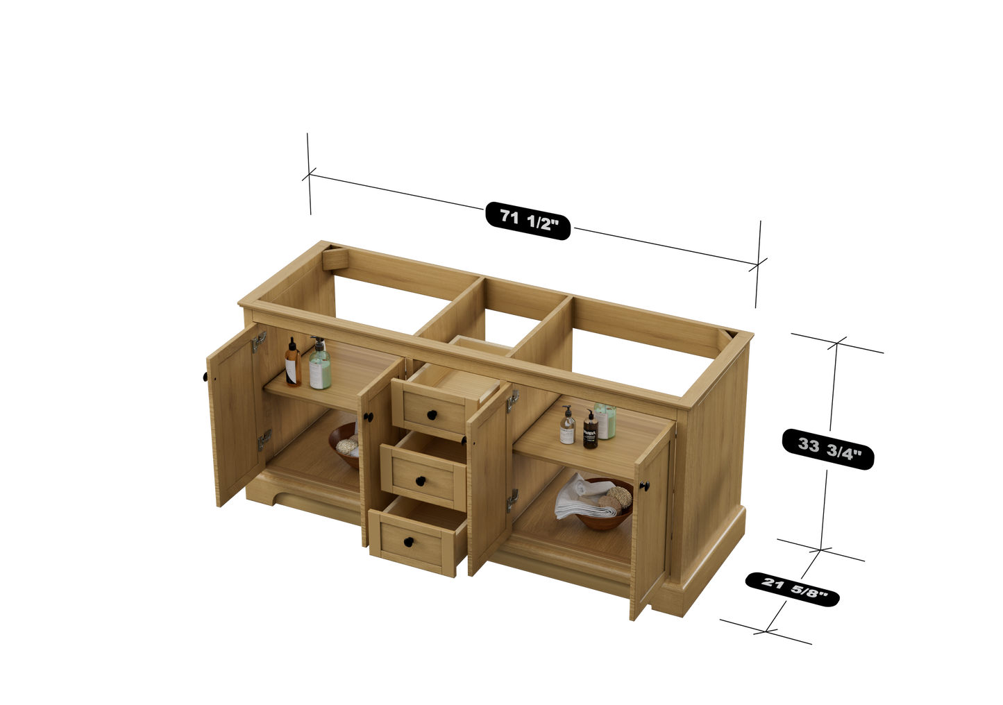 Marietta 71.5 inch Double Bathroom Vanity in Desert Oak - Cabinet Only