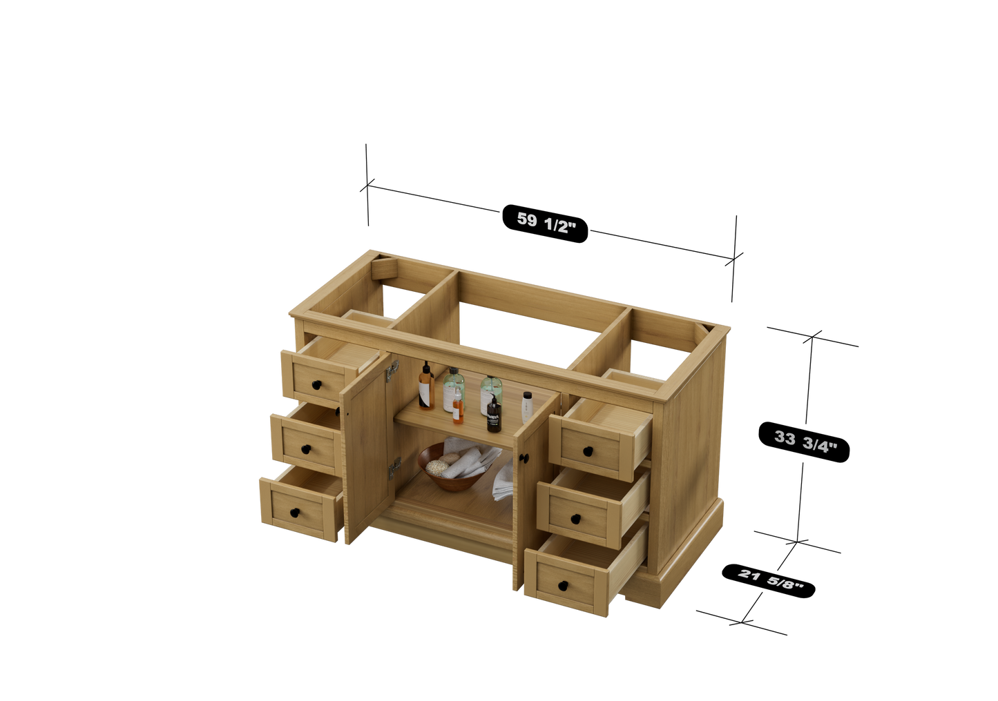 Marietta 59.5 inch Single Bathroom Vanity in Desert Oak - Cabinet Only