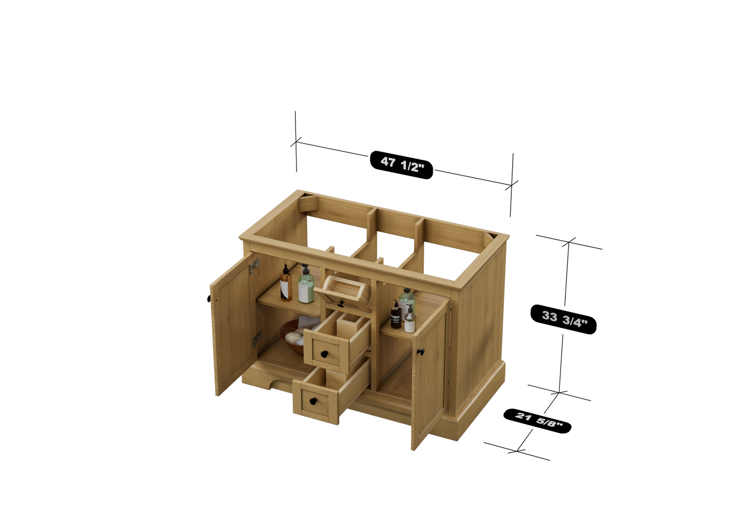 Marietta 47.5 inch Single or Double Bathroom Vanity in Desert Oak - Cabinet Only