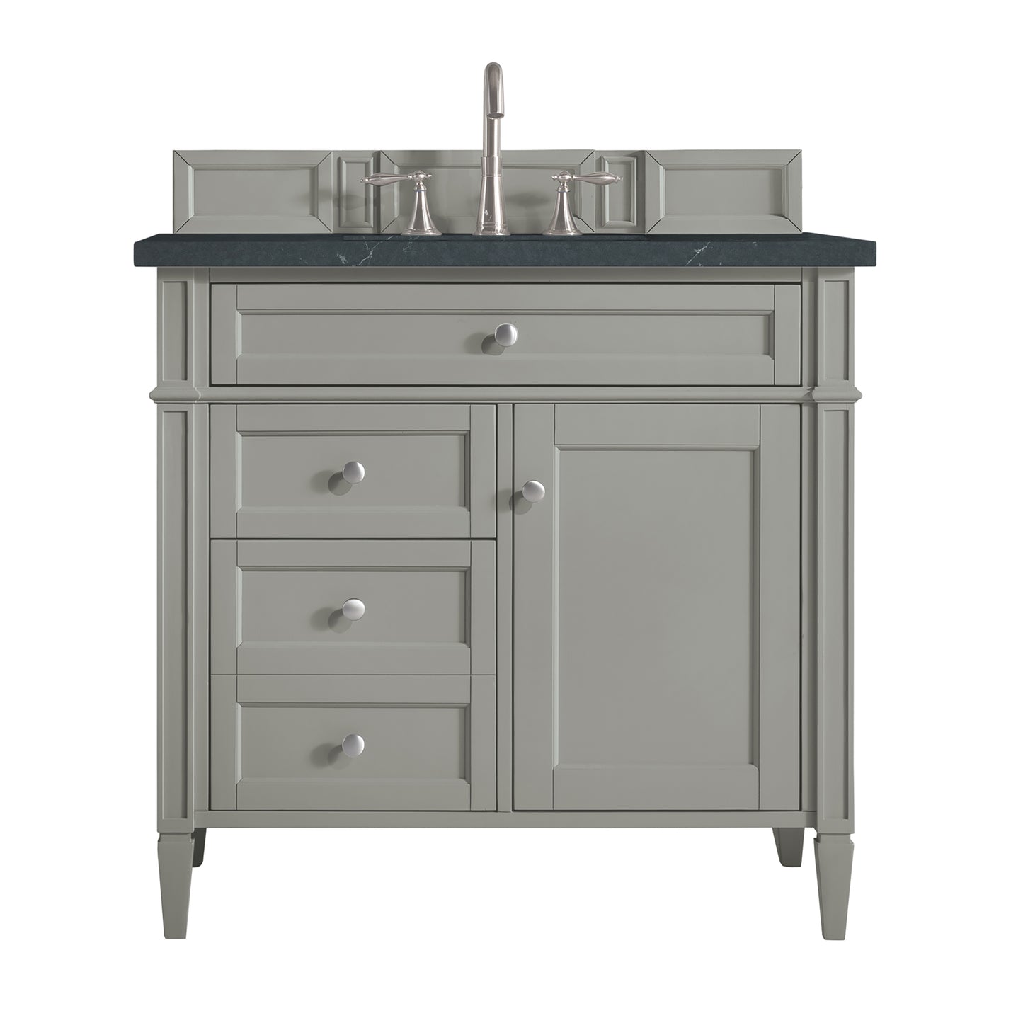 Renovate for Less Atlanta Brittany 36" Single Vanity, Urban Gray w/ 3 CM Charcoal Soapstone Silestone Top