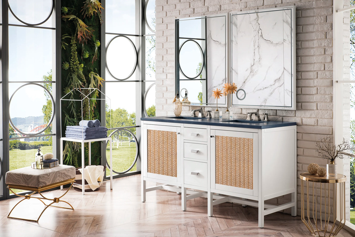 Renovate for Less Atlanta Addison 60" Double Vanity, Glossy White w/ 3 CM Charcoal Soapstone Silestone Top, view 6