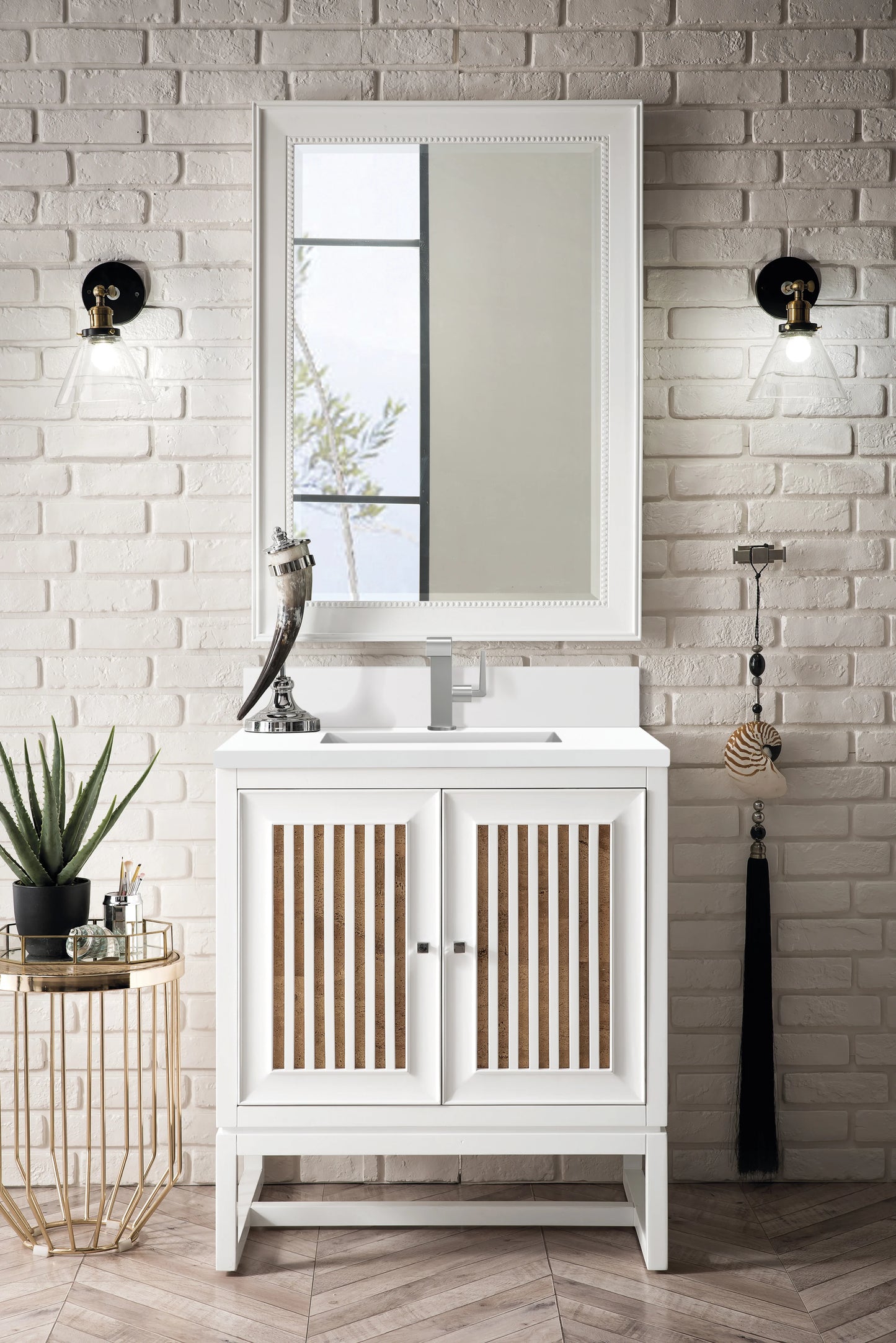 Renovate for Less Atlanta Athens 30" Single Vanity, Glossy White w/ Single Hole 3 CM White Zeus Silestone Top & Backsplash, view 3