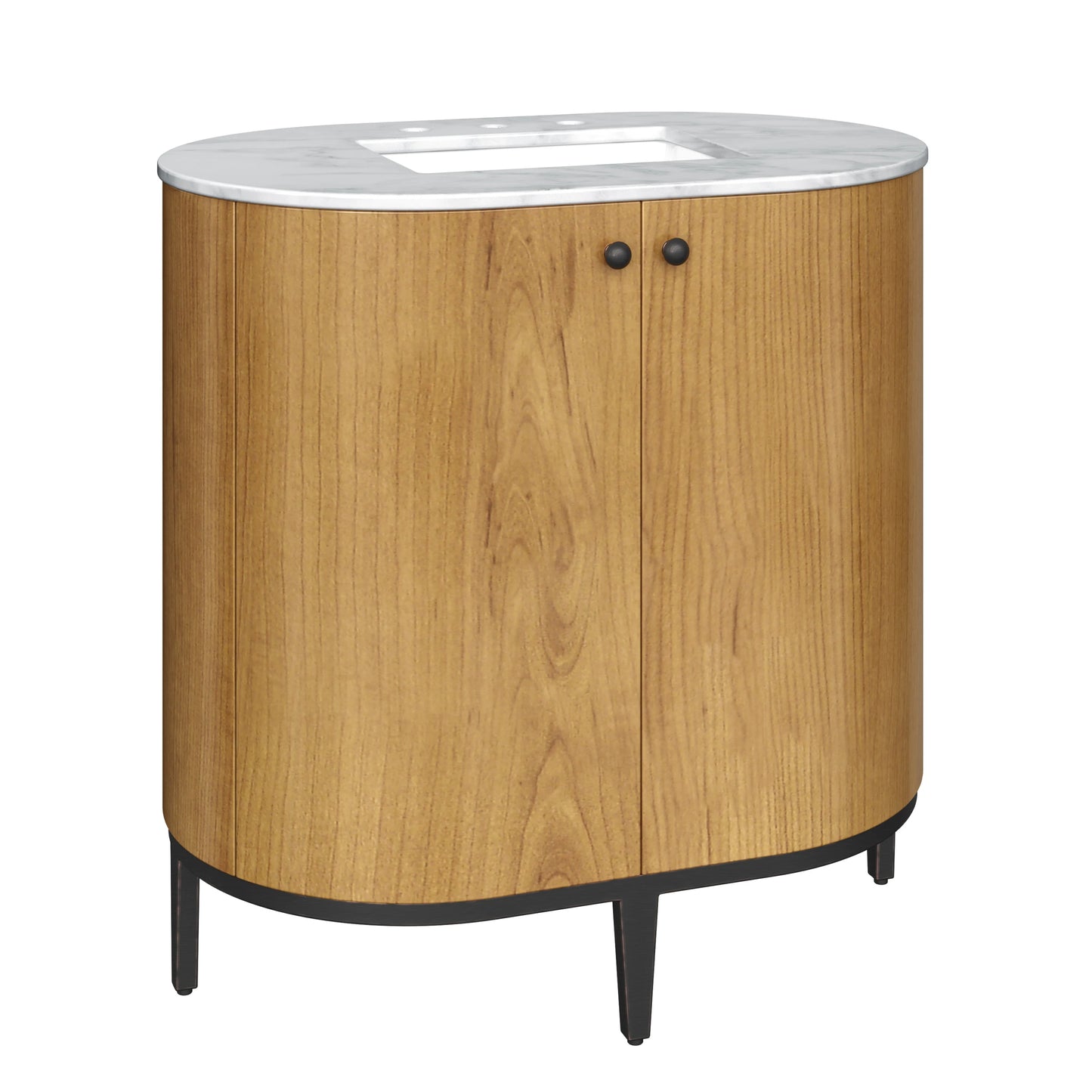 Renovate for Less Atlanta Bellamy 36" Single Vanity, Rustic Oak w/ Carrara Marble Top, view 7
