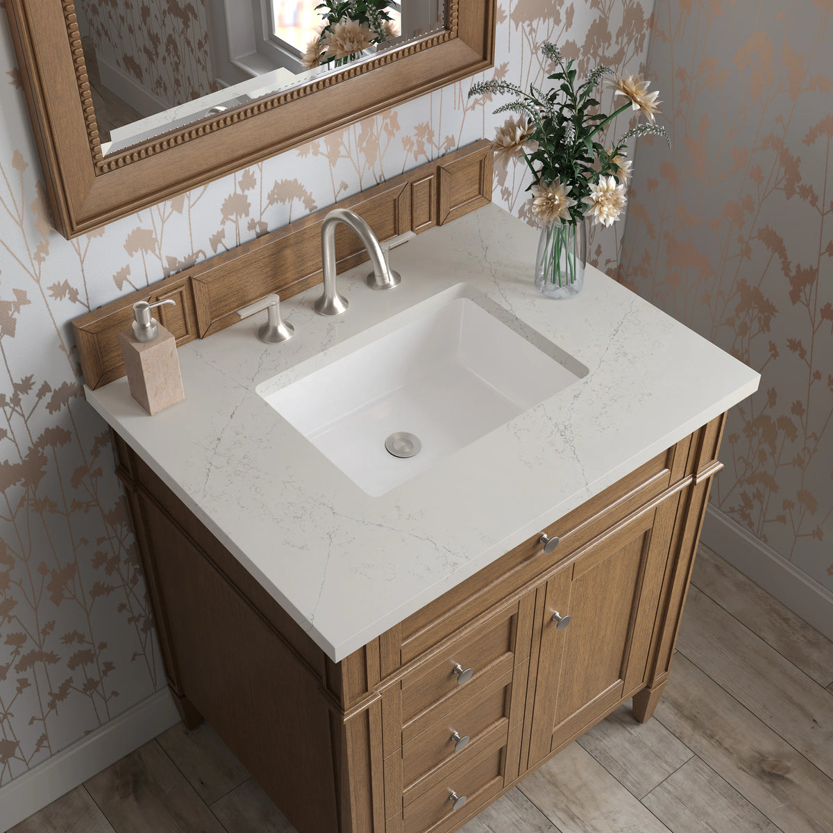 Brittany 30" Single Vanity, Saddle Brown, w/ 3 CM Siberian Silestone Top, view 5
