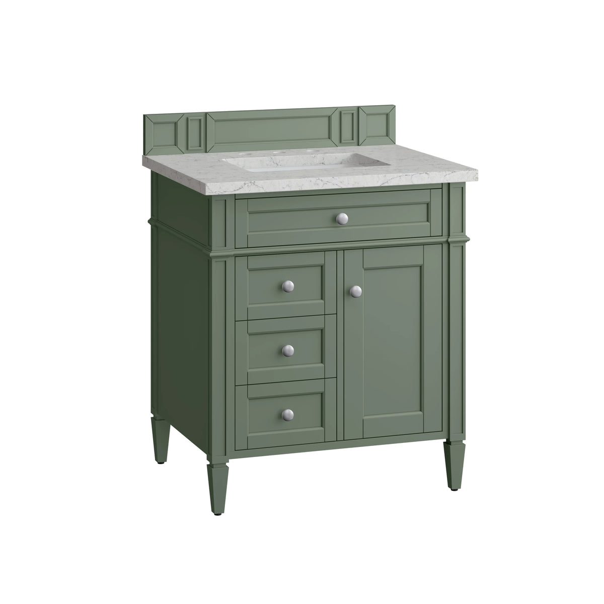 Brittany 30" Single Vanity, Smokey Celadon w/ 3 CM Eternal Jasmine Pearl Top, view 6