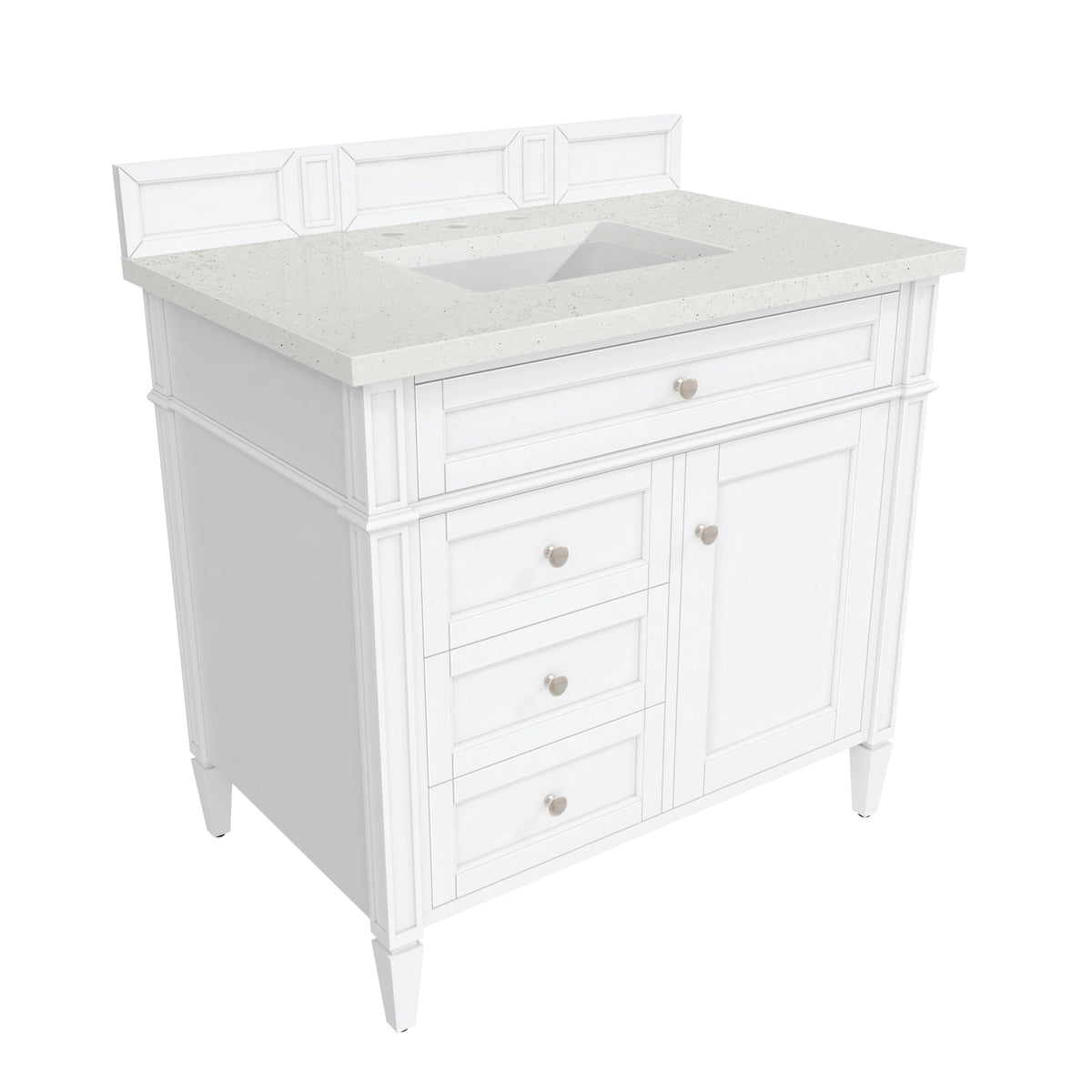 Brittany 36" Single Vanity, Bright White w/ 3 CM Lime Delight Silestone Top, view 8