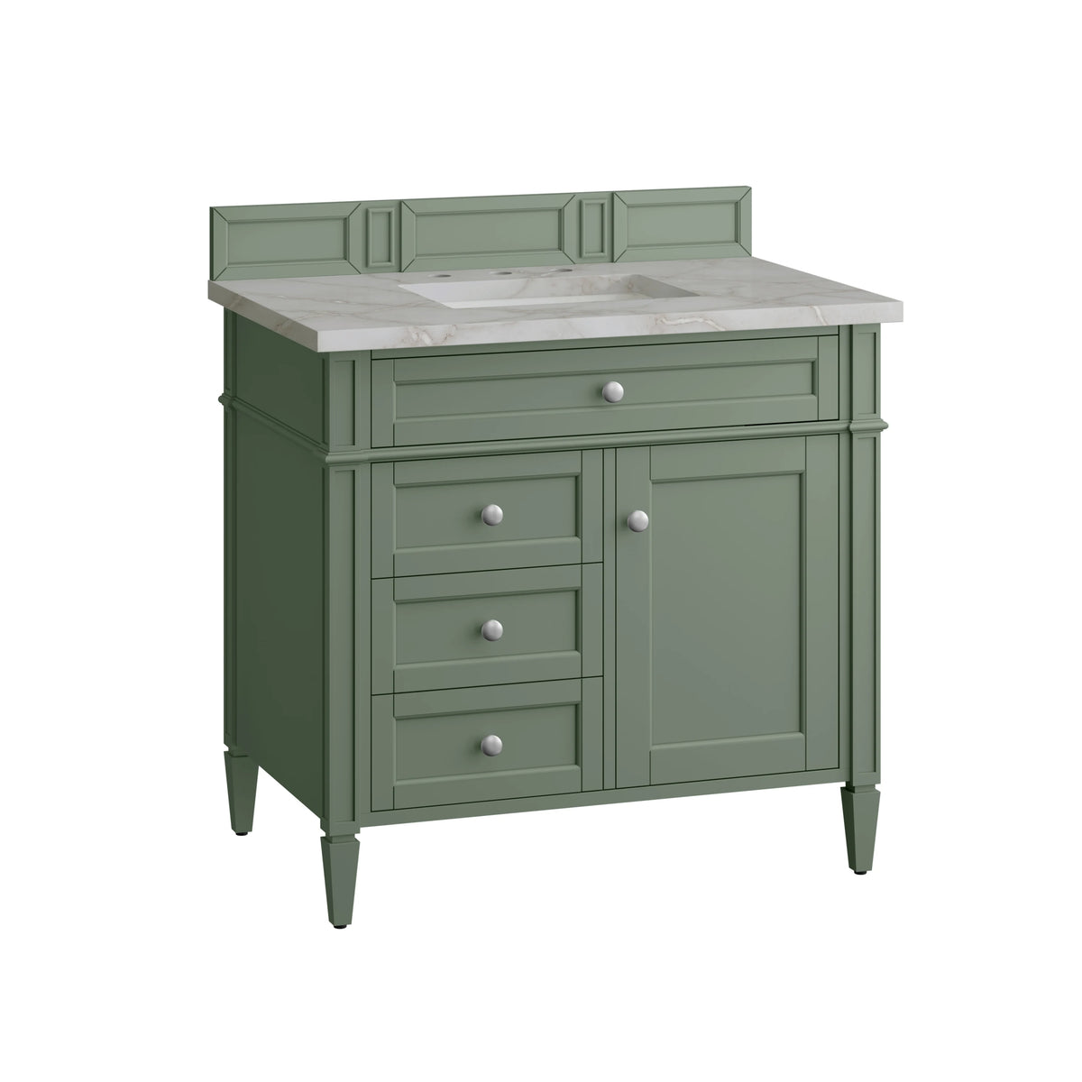 Brittany 36" Single Vanity, Smokey Celadon w/ 3 CM Victorian Silver Top, view 6