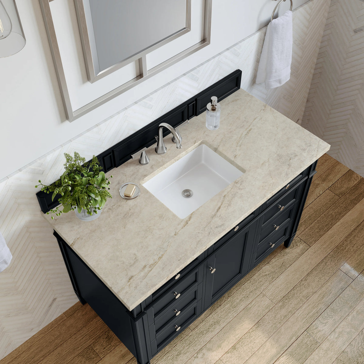 Brittany 48" Single Vanity, Black Onyx, w/ 3 CM Tajnar Eclos Top, view 6