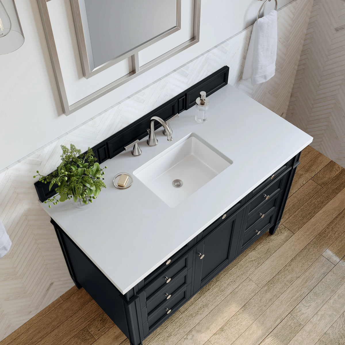 Brittany 48" Single Vanity, Black Onyx w/ 3 CM White Zeus Silestone Top, view 6