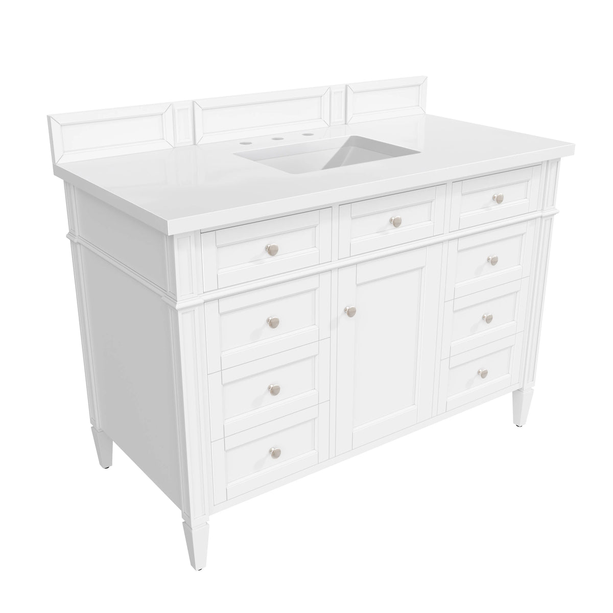Brittany 48" Single Vanity, Bright White w/ 3 CM White Zeus Silestone Top, view 7