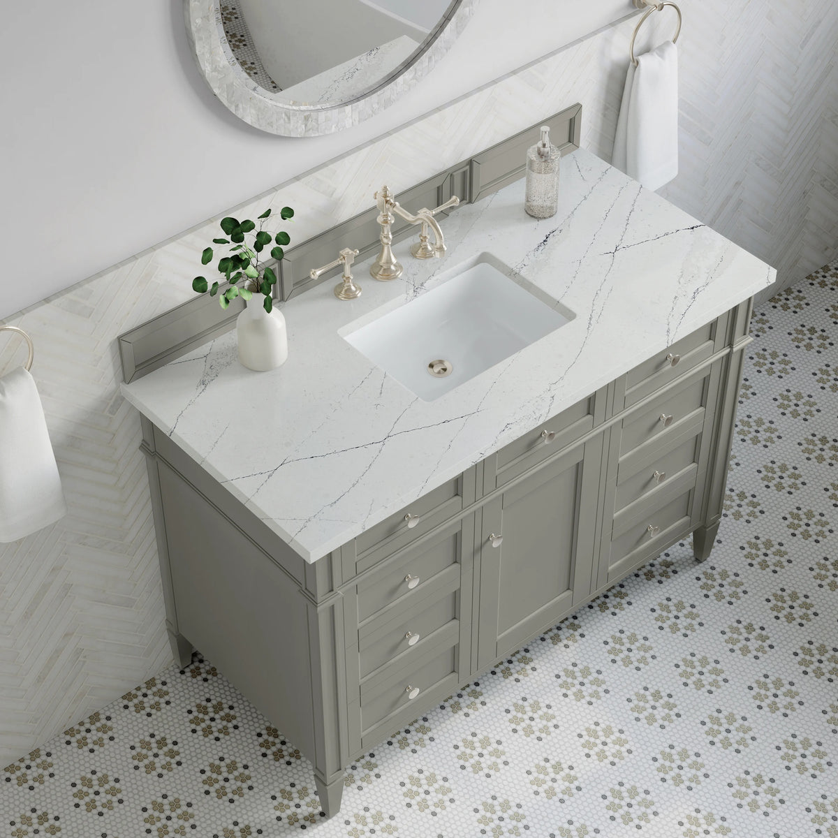 Brittany 48" Single Vanity, Urban Gray w/ 3 CM Ethereal Noctis Silestone Top, view 7