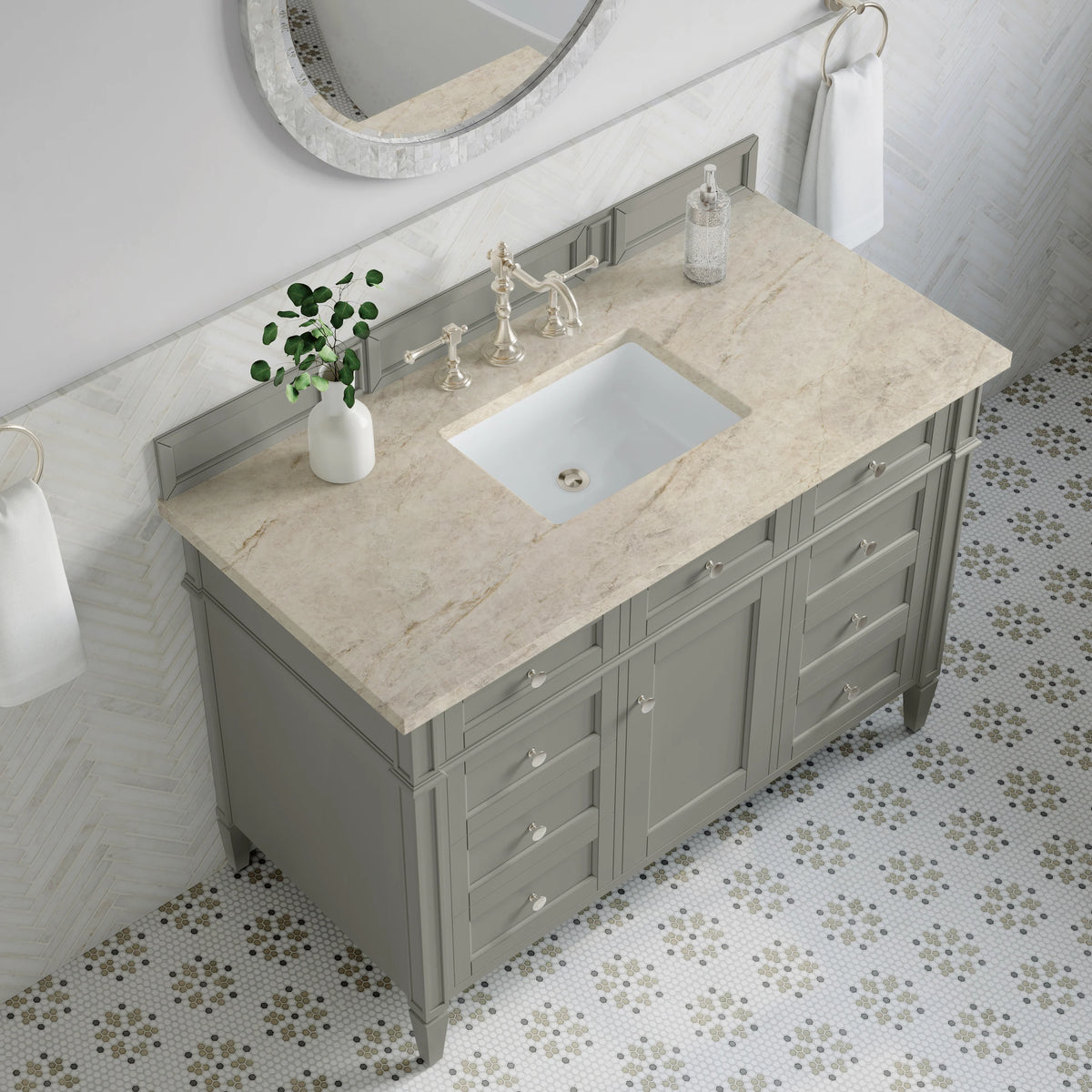 Brittany 48" Single Vanity, Urban Gray, w/ 3 CM Tajnar Eclos Top, view 6