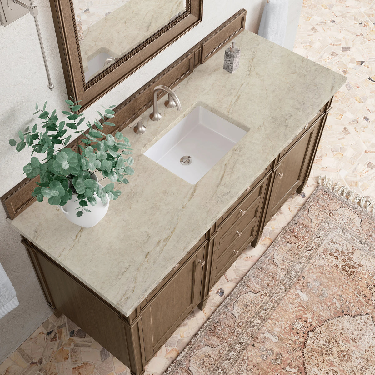 Brittany 60" Single Vanity, Saddle Brown, w/ 3 CM Tajnar Eclos Top, view 6