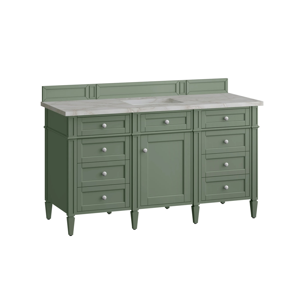 Brittany 60" Single Vanity, Smokey Celadon w/ 3 CM Victorian Silver Top, view 7