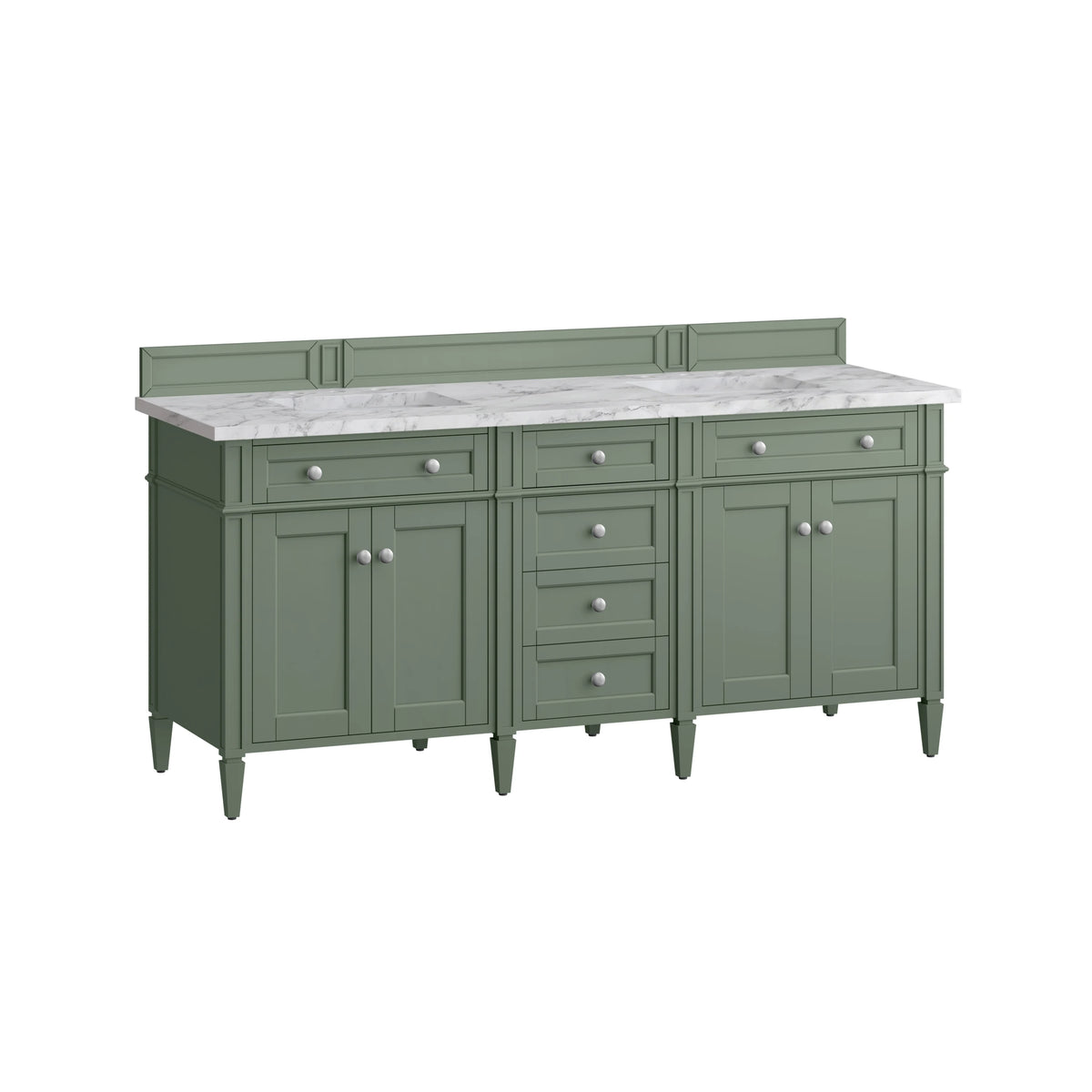Brittany 72" Double Vanity, Smokey Celadon w/ 3 CM Carrara Marble Top, view 7
