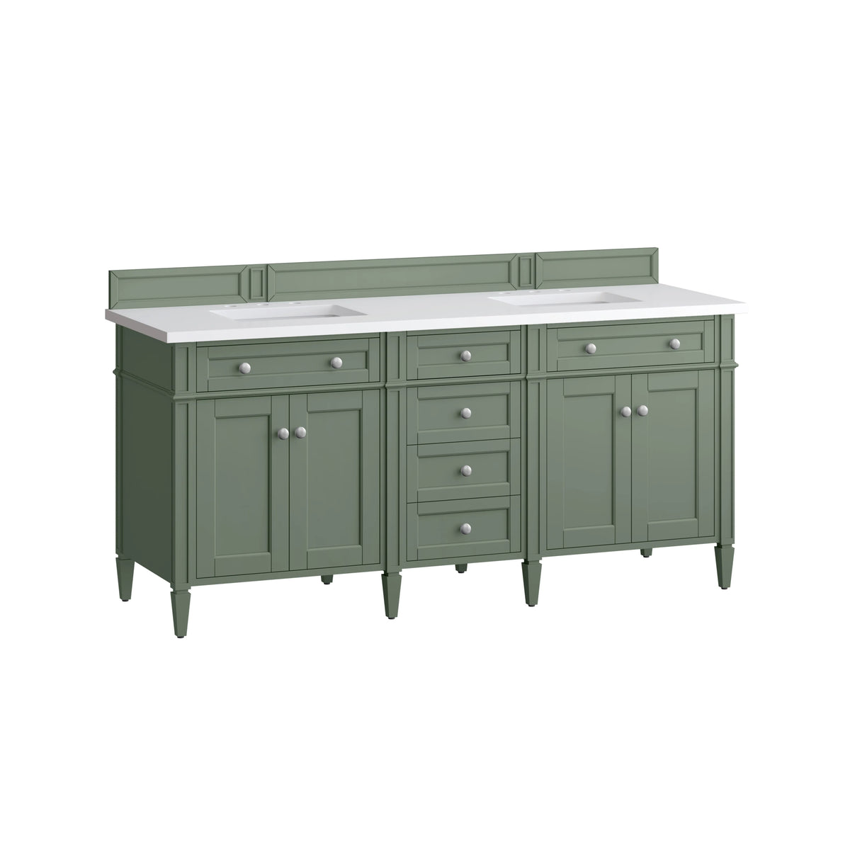 Brittany 72" Double Vanity, Smokey Celadon w/ 3 CM White Zeus Top, view 7