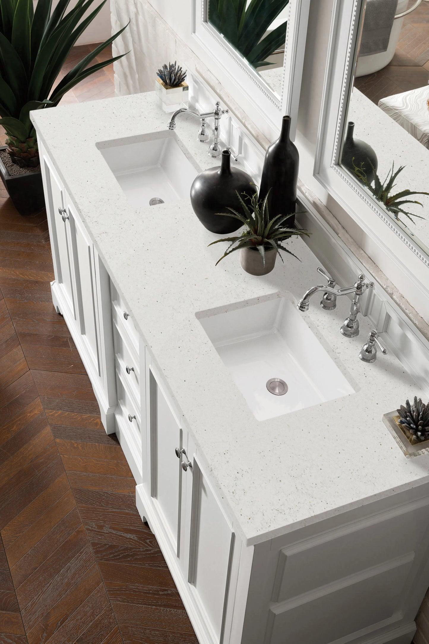 Renovate for Less Atlanta De Soto 72" Double Vanity, Bright White w/ 3 CM Lime Delight Silestone Top, view 5