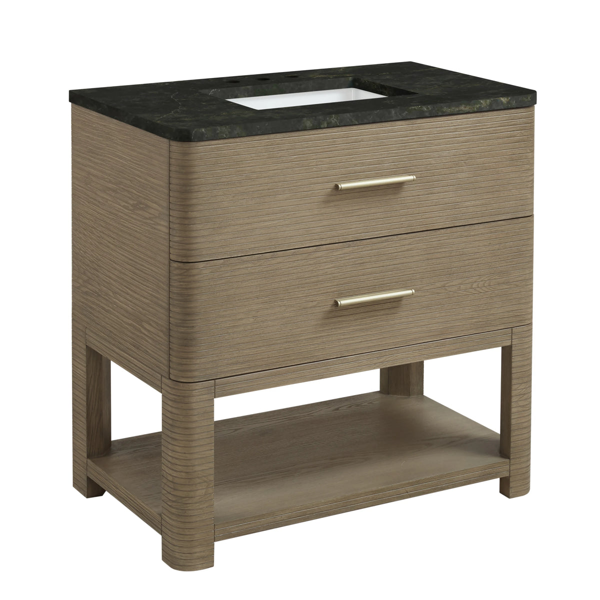 Lucian 36" Single Vanity, Pebble Oak, w/ 3 CM Phantome Eclos Widespread Top, view 6