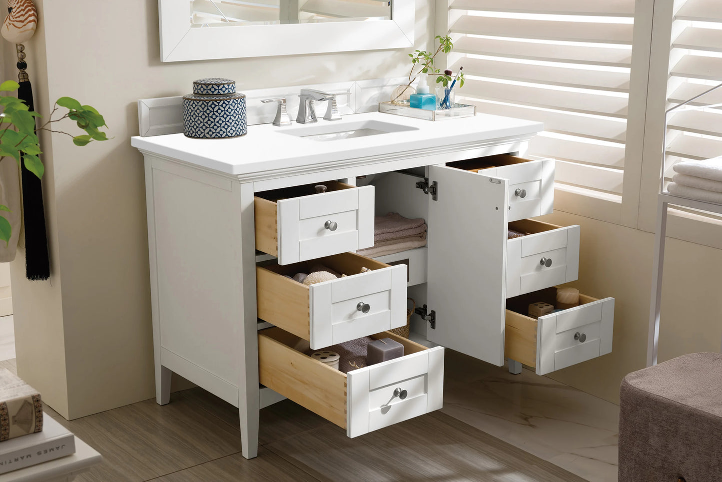 Renovate for Less Atlanta Palisades 48" Single Vanity, Bright White w/ 3 CM White Zeus Silestone Top, view 4